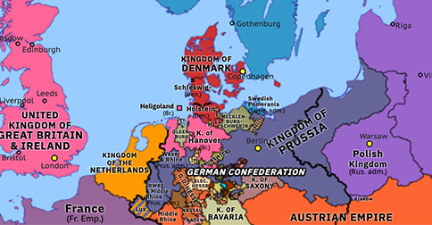 Political map of Northern Europe on 09 Jun 1815 (Napoleonic Wars: Lauenburg exchange), showing the following events: Escape from Elba; United Kingdom of the Netherlands; Hundred Days begins; Seventh Coalition; Congress Poland; German Confederation; Lauenburg exchange.