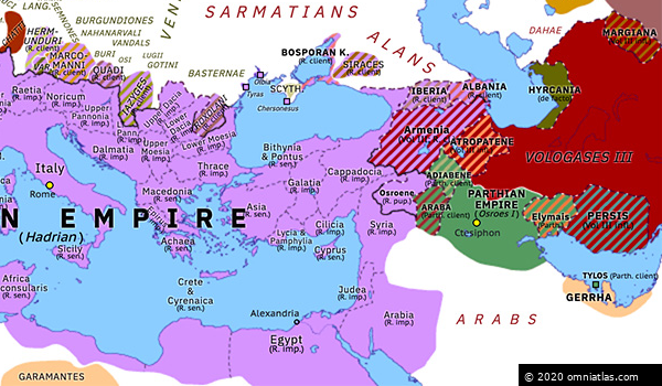 Pax Romana | Historical Atlas of Europe (summer 122) | Omniatlas